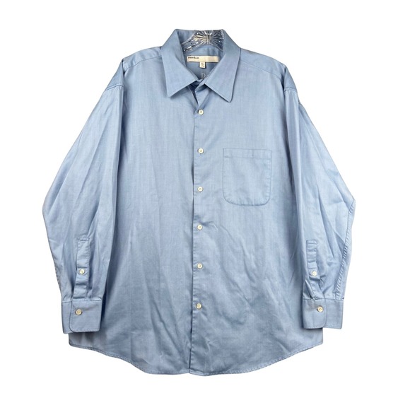 Perry Ellis Other - Perry Ellis Mens XL Blue Long Sleeve Dress Shirt Herringbone Premium Collection